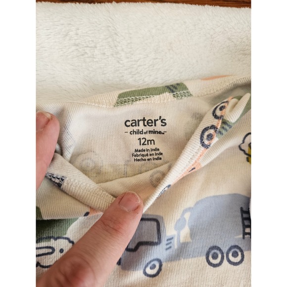 Carters Rugged Bear baby Toddler Boys Pajamas Lot 3 Sets Construction Trucks 12M - Picture 5 of 6